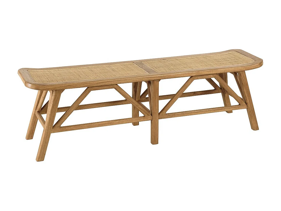 AMY - Banc 2 places en bois de mindi et rotin naturel AMY