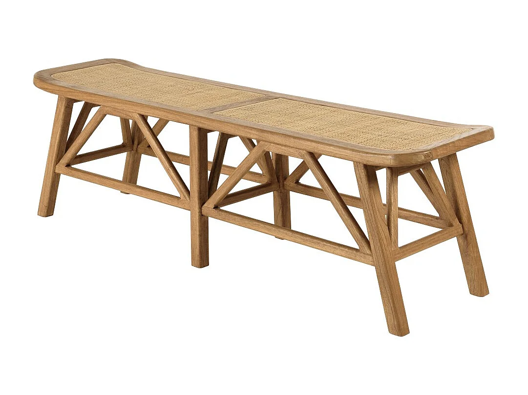 AMY - Banc 2 places en bois de mindi et rotin naturel AMY