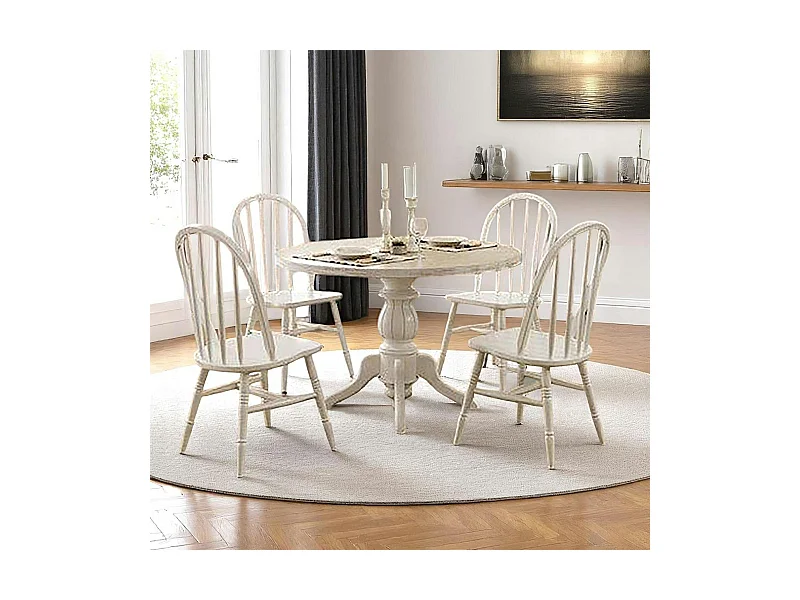 Ensemble salle à manger blanc - scandinave (5 pièces) TENA