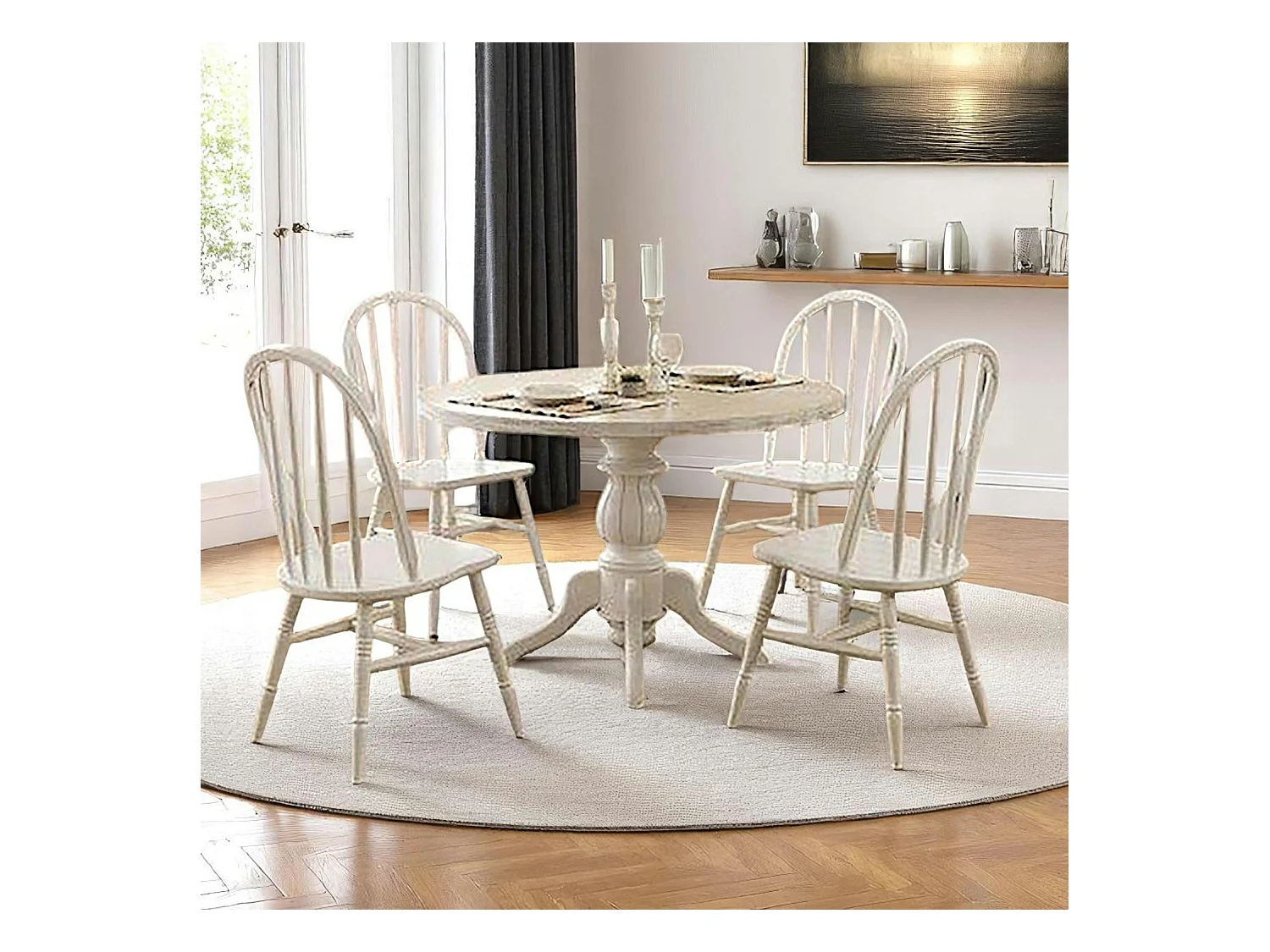 Ensemble salle à manger blanc - scandinave (5 pièces) TENA