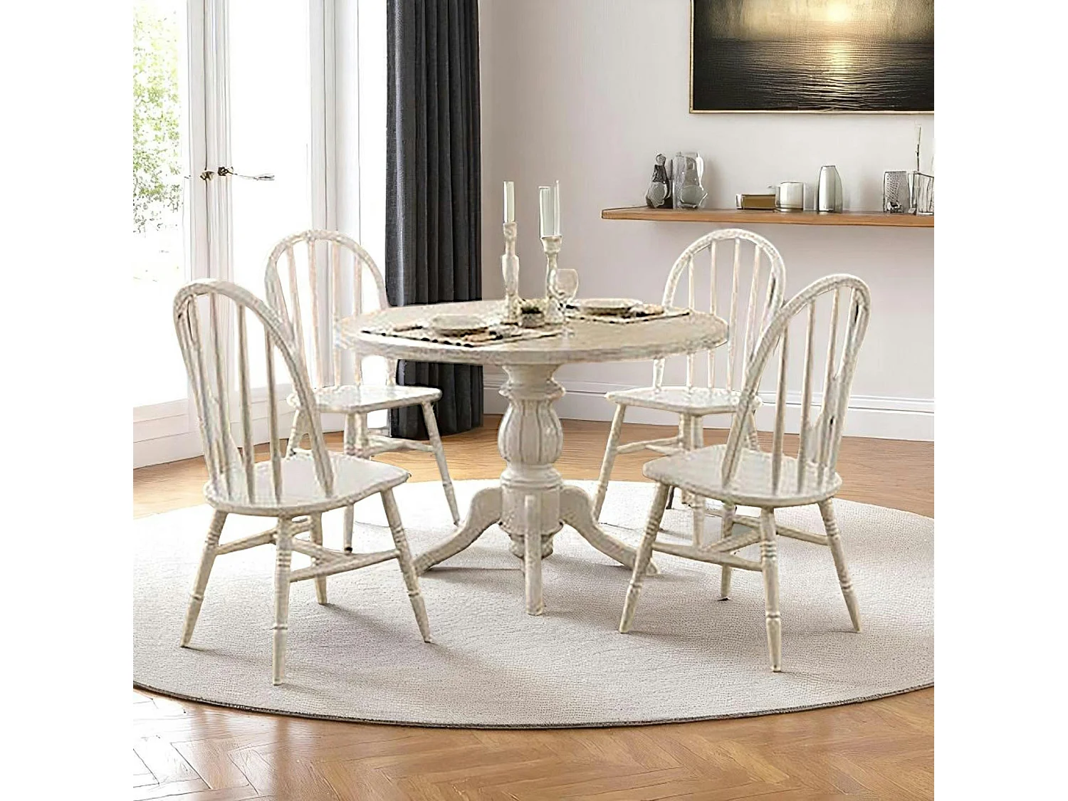 Ensemble salle à manger blanc - scandinave (5 pièces) TENA