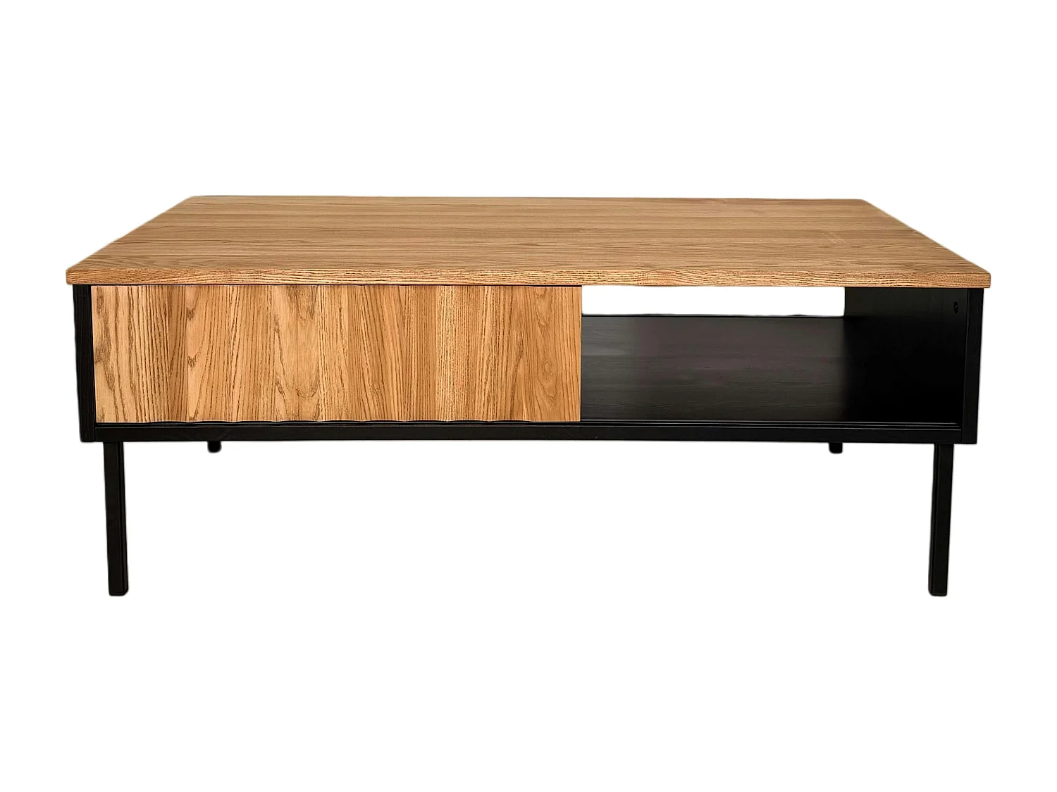 Table basse en bois bicolore avec façade ondulée TARAN