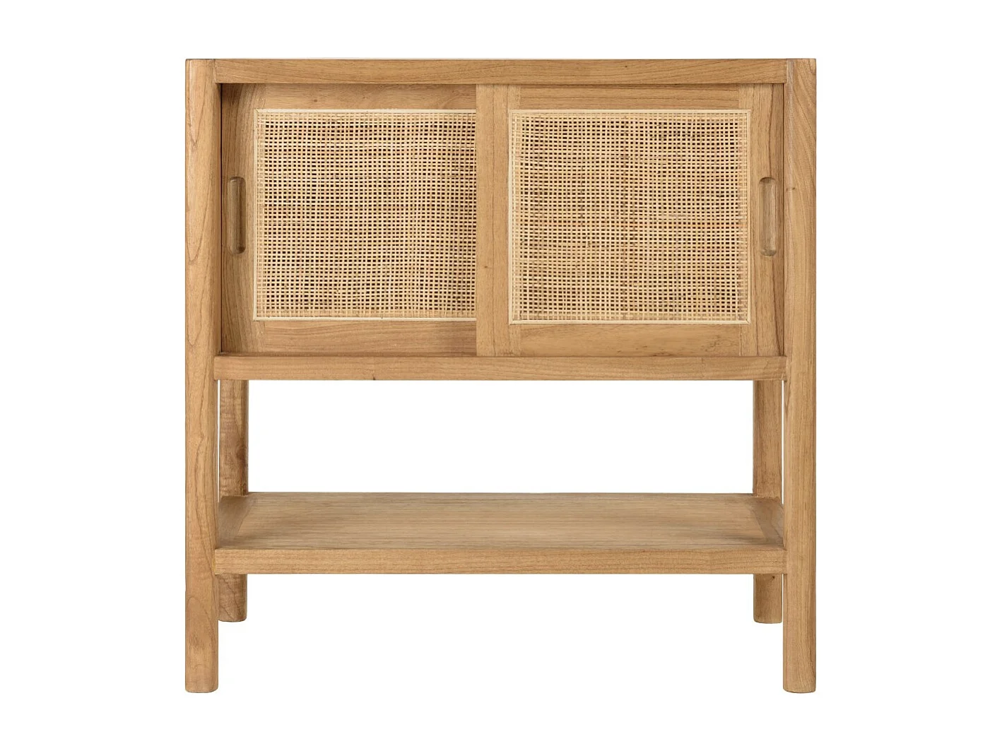 AMY - Buffet 2 étagères 2 portes coulissantes en mindi et rotin naturel AMY