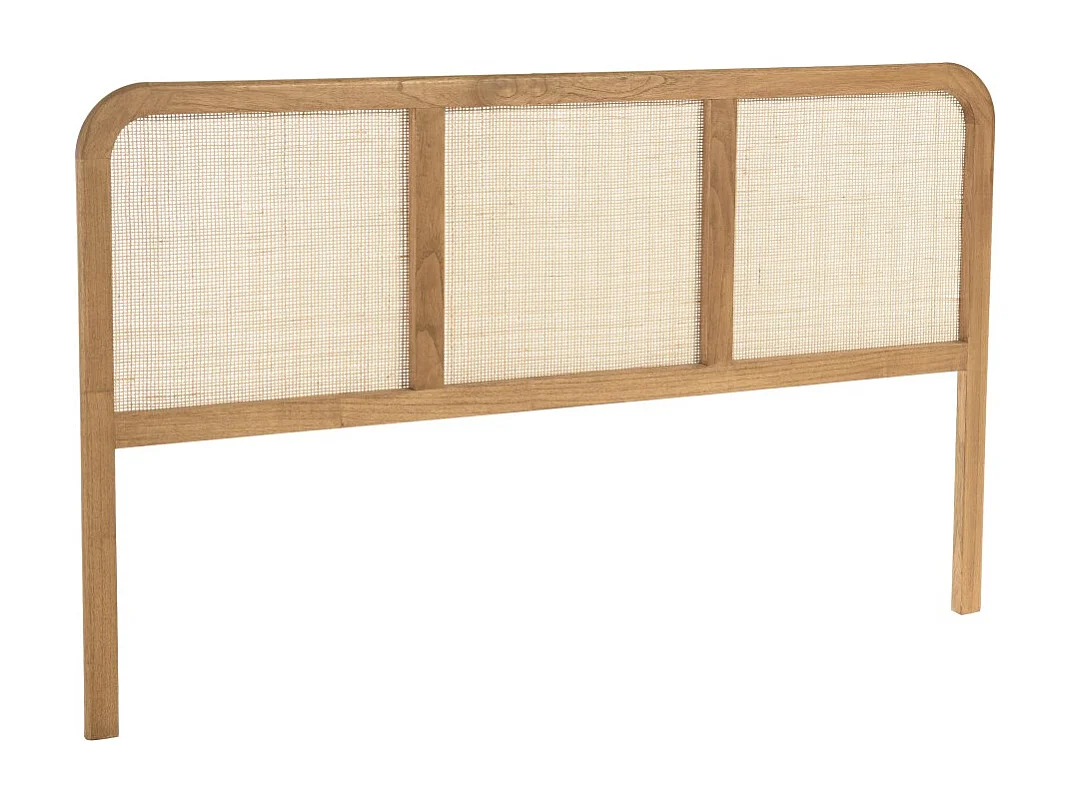 AMY - Tête de lit en bois de mindi et rotin naturel pour lits 140/160cm AMY