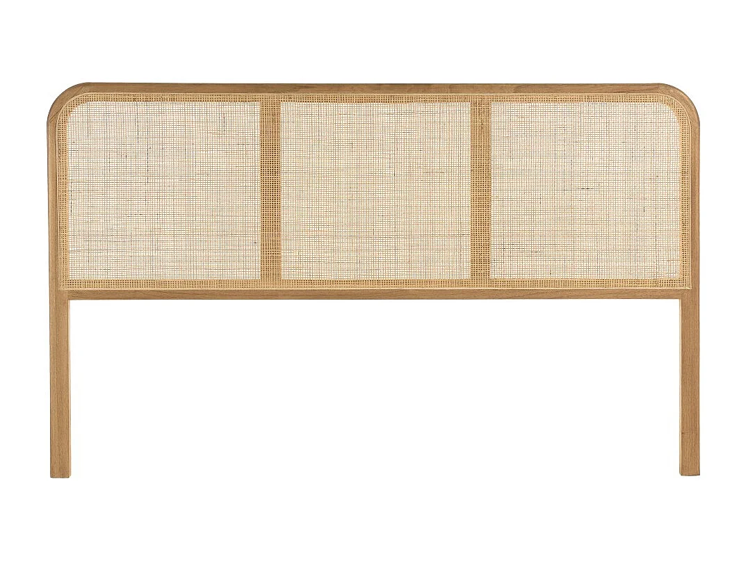 AMY - Tête de lit en bois de mindi et rotin naturel pour lits 140/160cm AMY