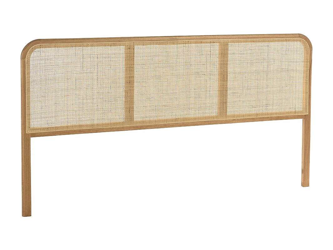 AMY - Tête de lit en bois de mindi et rotin naturel pour lits 160/180cm AMY