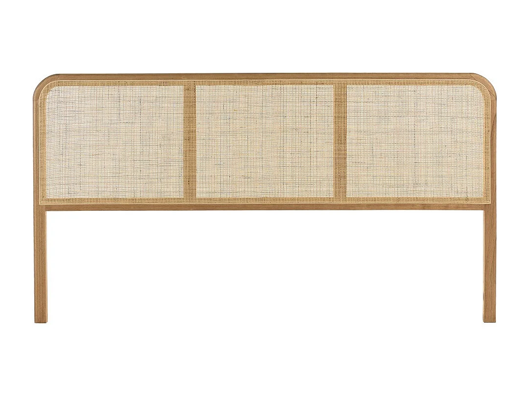 AMY - Tête de lit en bois de mindi et rotin naturel pour lits 160/180cm AMY