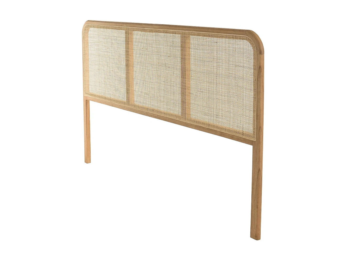 AMY - Tête de lit en bois de mindi et rotin naturel pour lits 160/180cm AMY