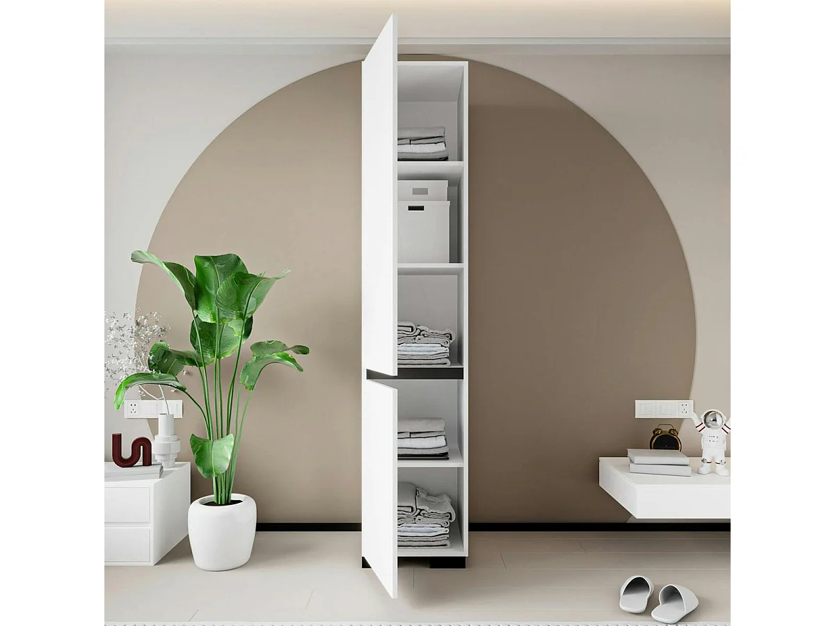 Colonne de rangement design blanche et grise BYRON