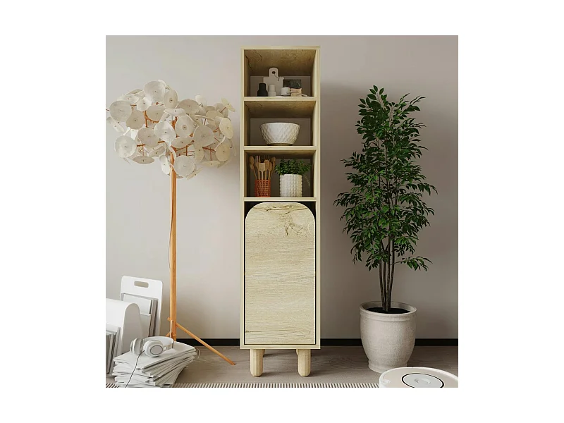 Colonne de rangement effet bois, 1 porte courbe VAREN