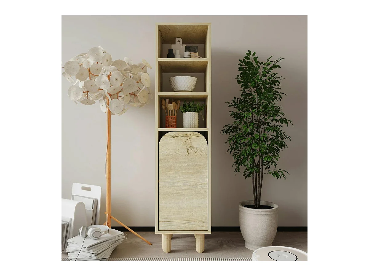 Colonne de rangement effet bois, 1 porte courbe VAREN