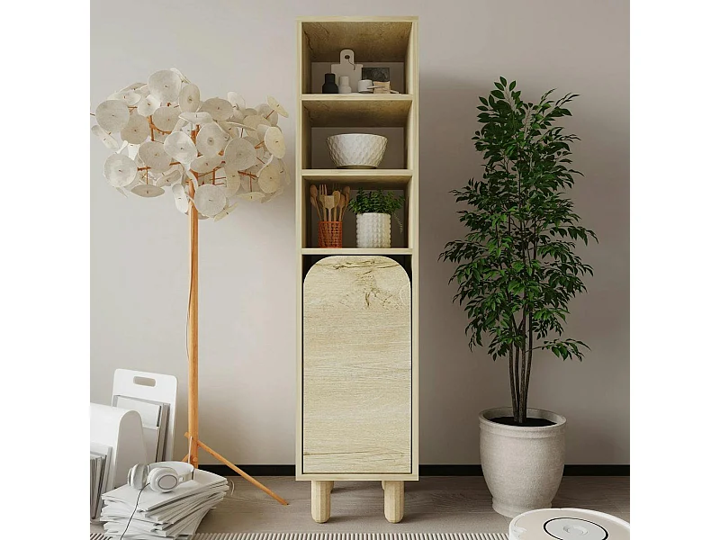 Colonne de rangement effet bois, 1 porte courbe VAREN