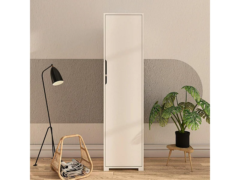 Colonne de rangement blanche moderne, 5 étagères BYRON