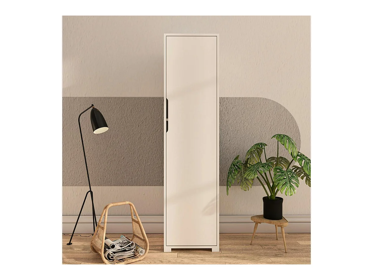 Colonne de rangement blanche moderne, 5 étagères BYRON