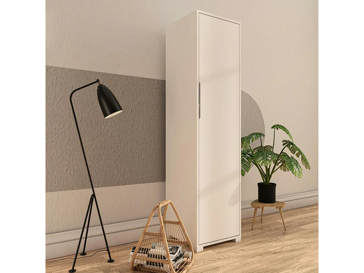 Colonne de rangement blanche moderne, 5 étagères BYRON