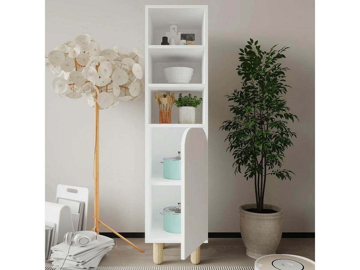 Colonne de rangement blanche, 1 porte courbe VAREN
