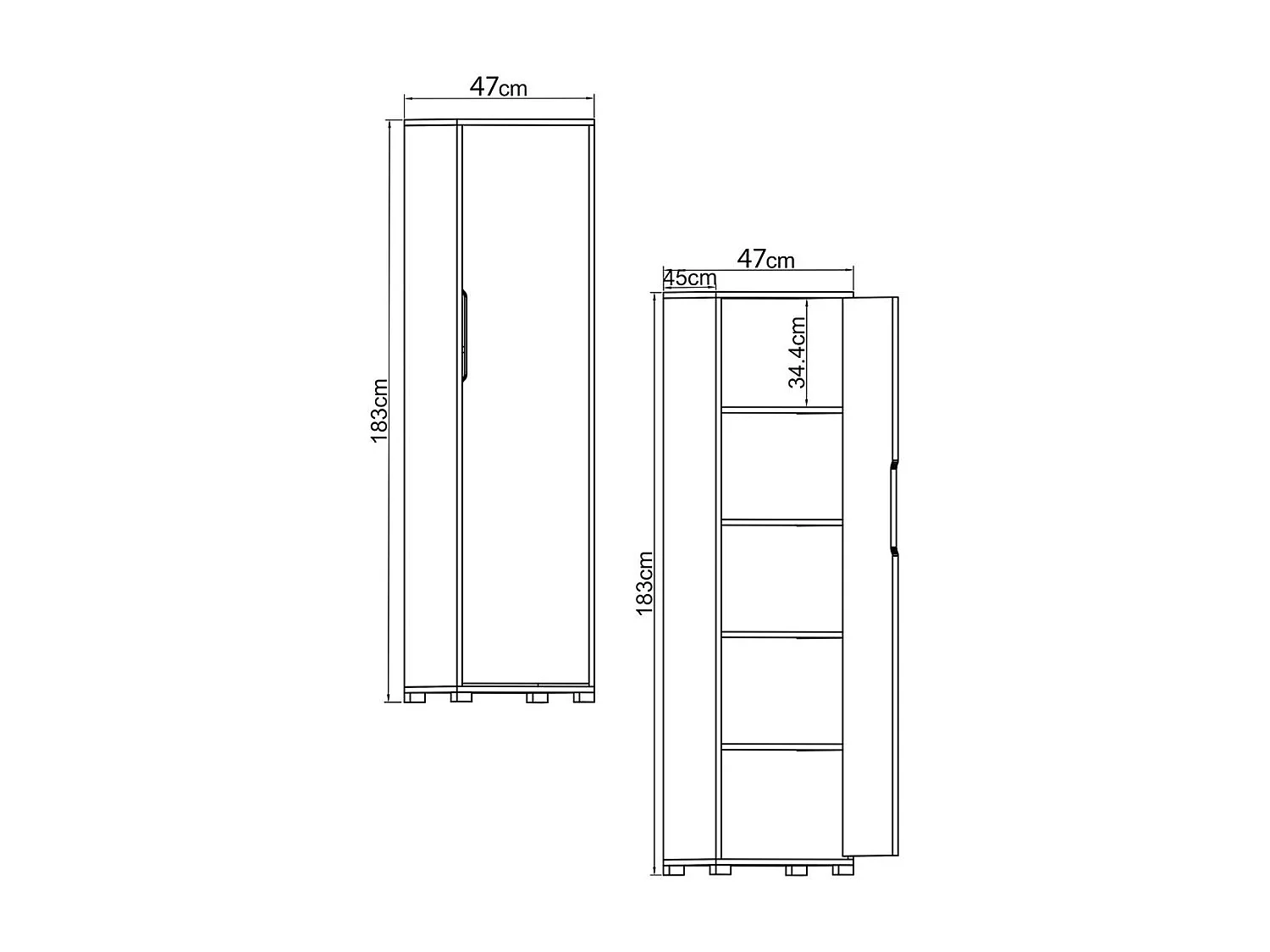 Colonne de rangement effet bois et porte grise BYRON