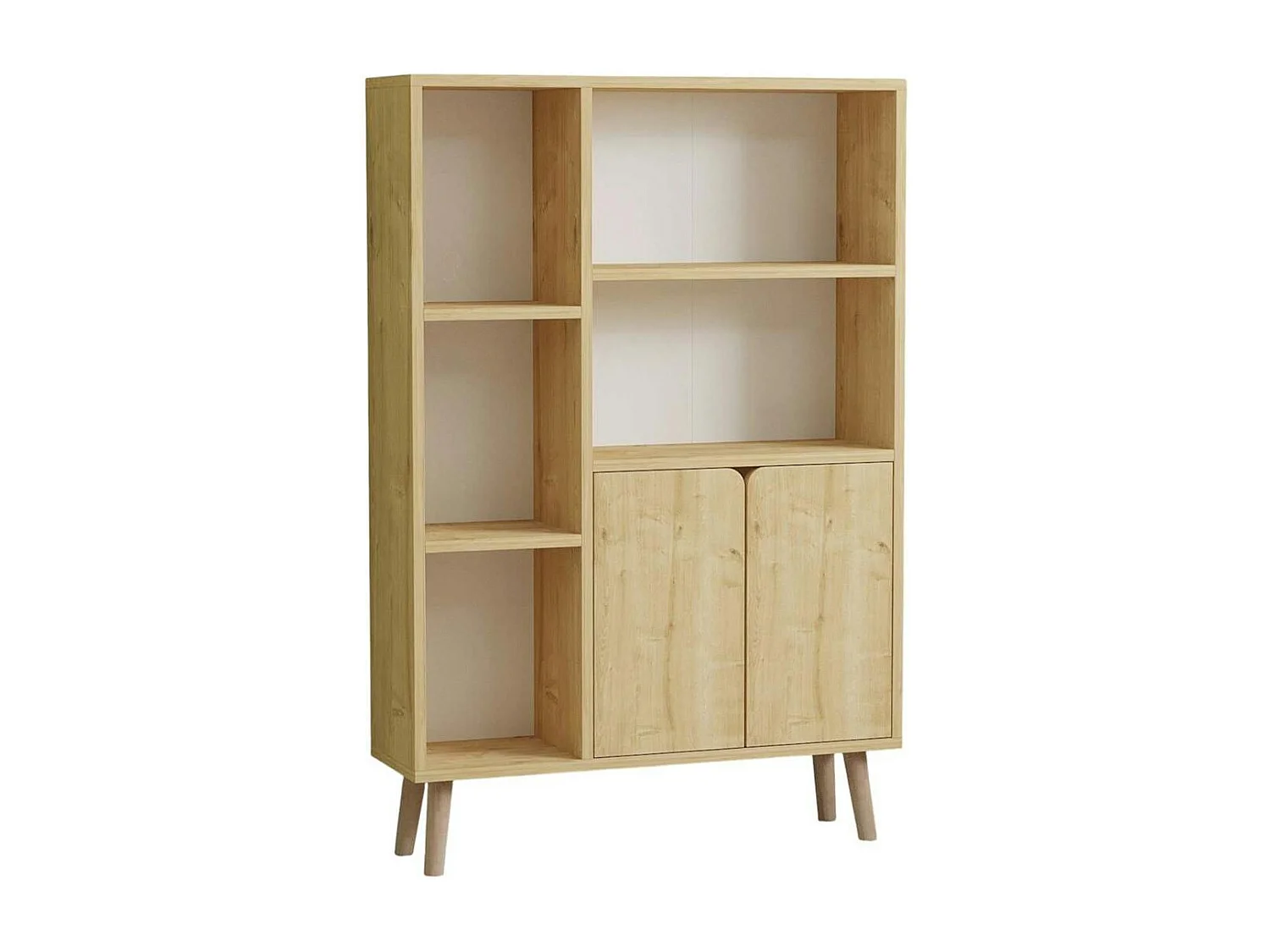 Bibliothèque scandinave effet bois clair 2 portes MARFA