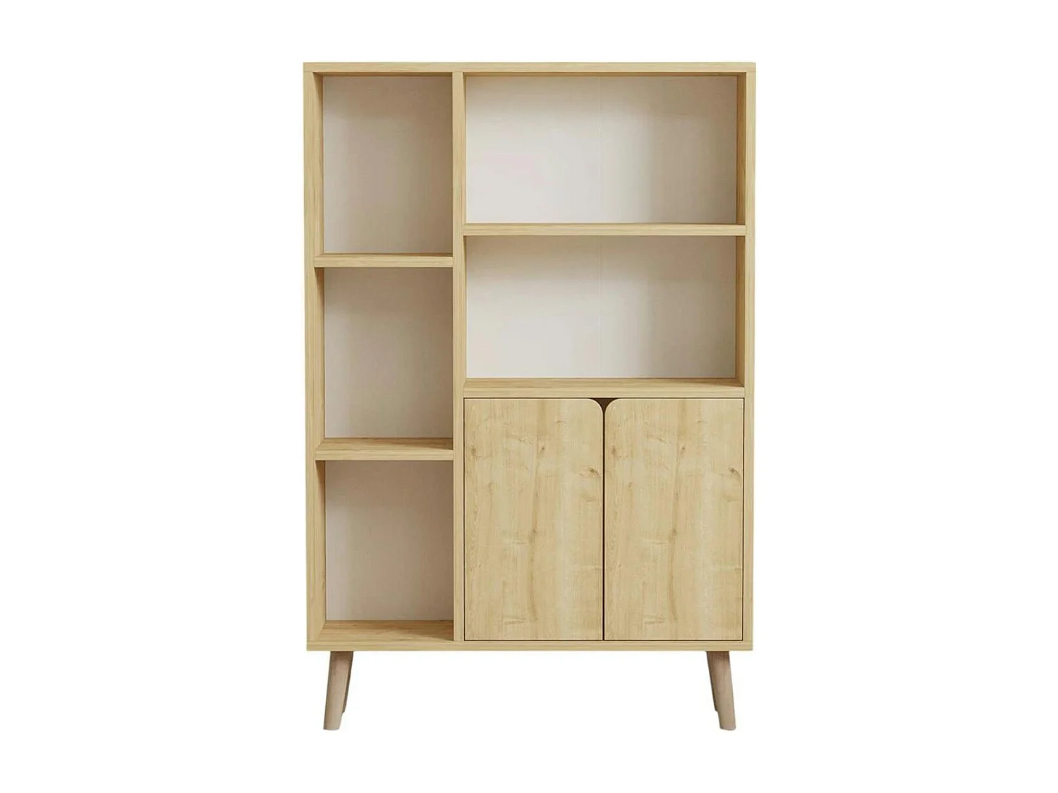 Bibliothèque scandinave effet bois clair 2 portes MARFA