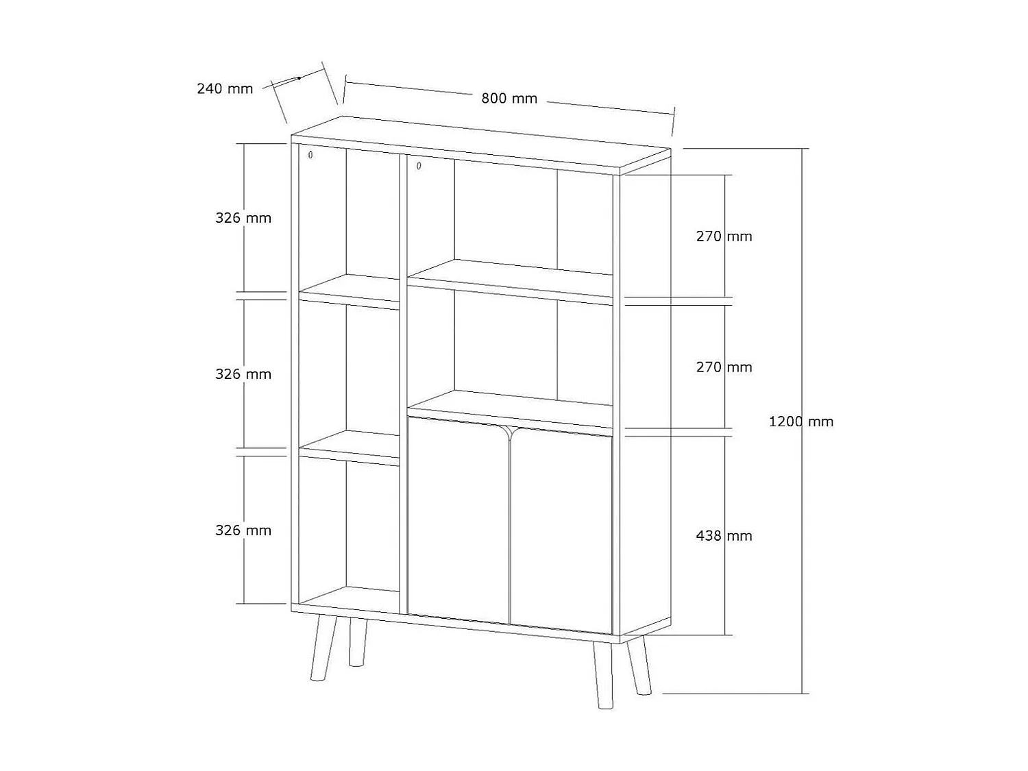 Bibliothèque scandinave effet bois clair 2 portes MARFA