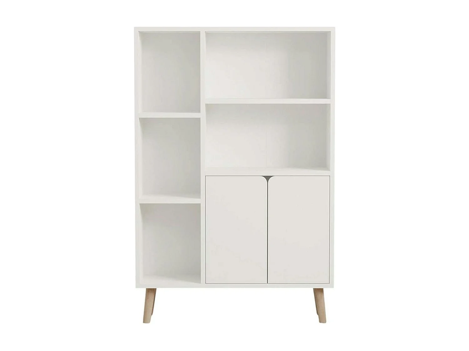 Bibliothèque blanche moderne 2 portes 5 étagères MARFA