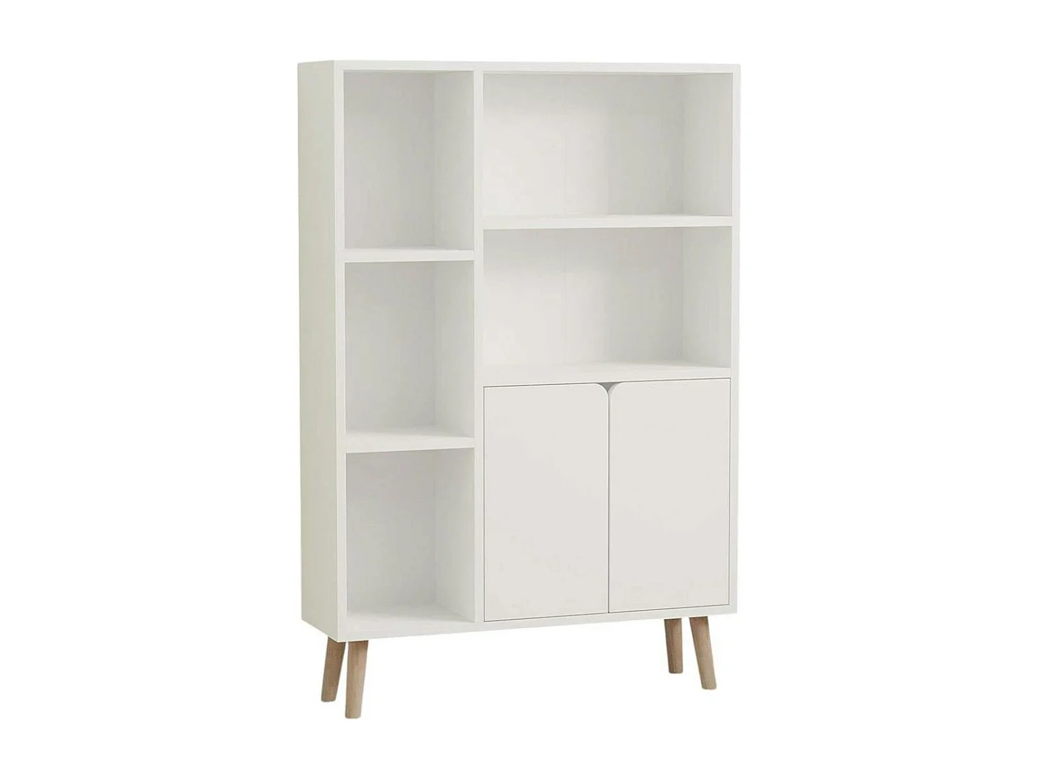 Bibliothèque blanche moderne 2 portes 5 étagères MARFA