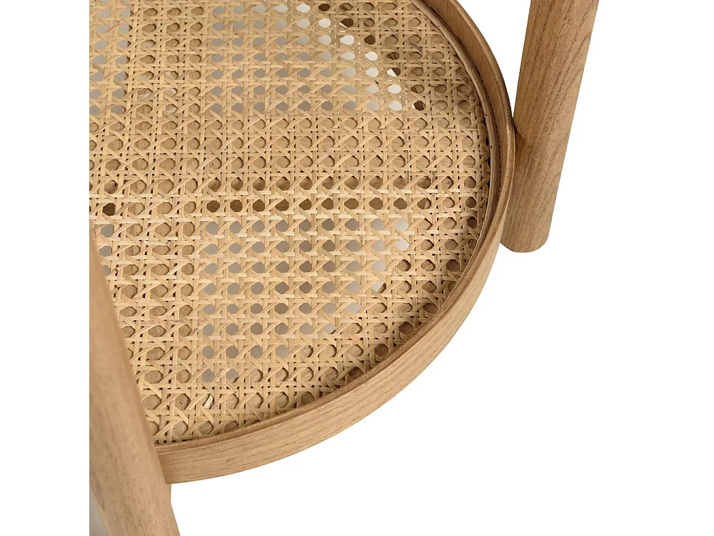 AMY - Table d'appoint en mindi 45.5cm avec tablette en rotin naturel AMY