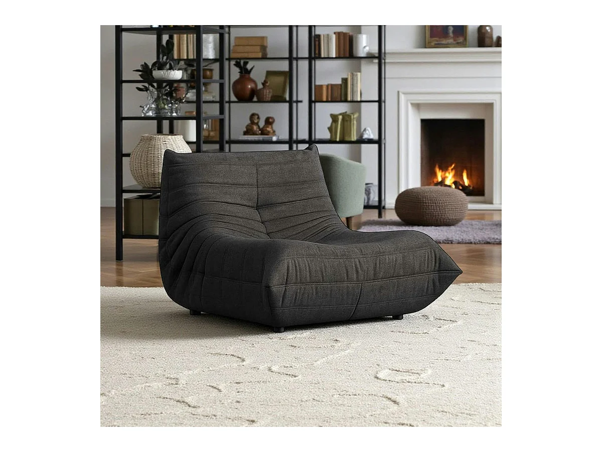 Fauteuil lounge gris sombre plissé sans accoudoirs ARVEN