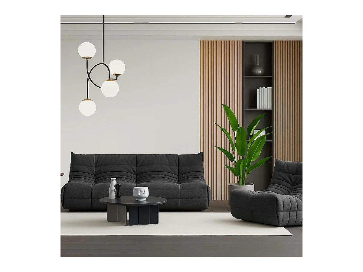 Fauteuil lounge gris sombre plissé sans accoudoirs ARVEN