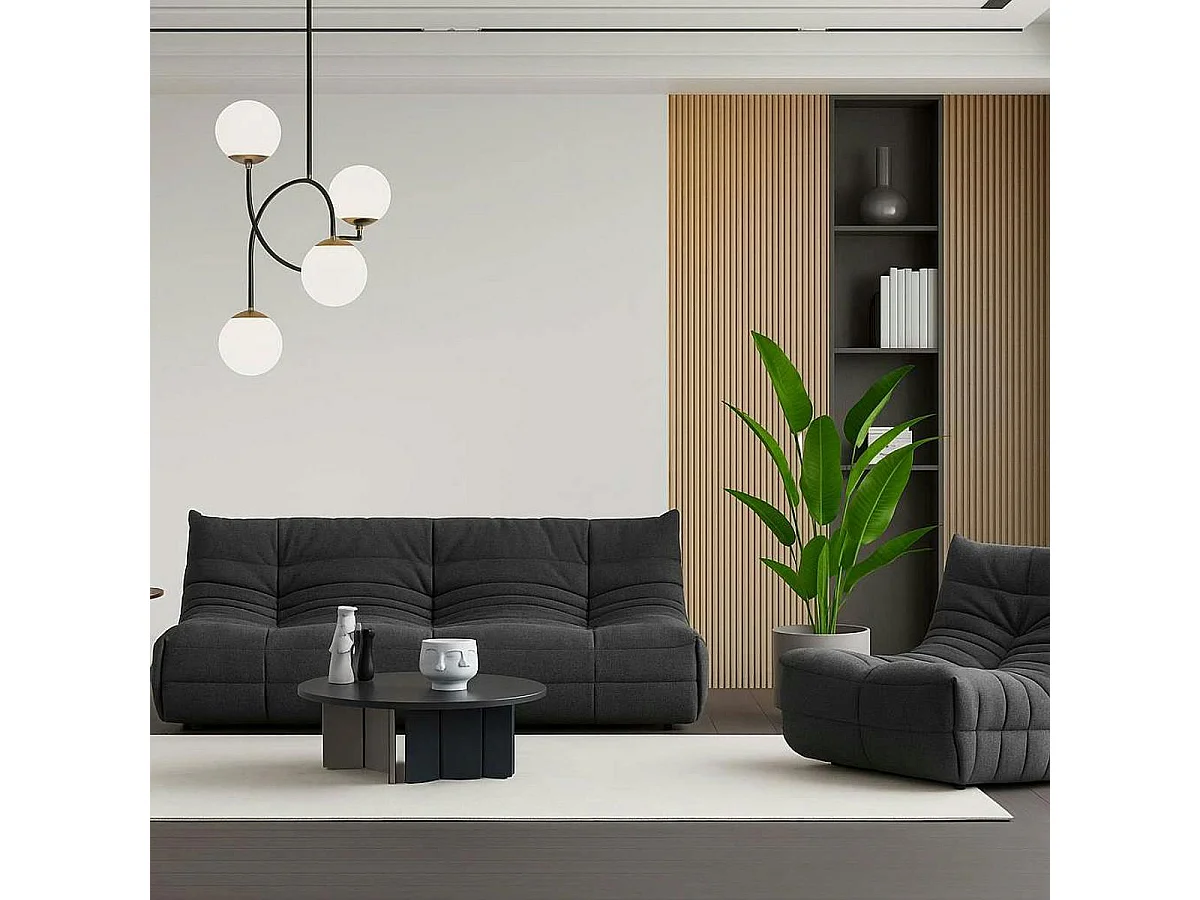 Fauteuil lounge gris sombre plissé sans accoudoirs ARVEN