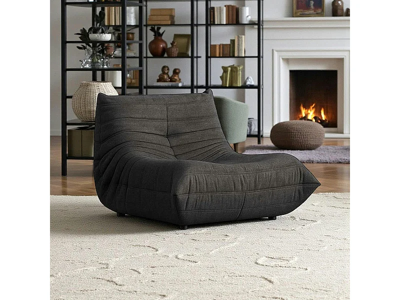 Fauteuil lounge gris sombre plissé sans accoudoirs ARVEN