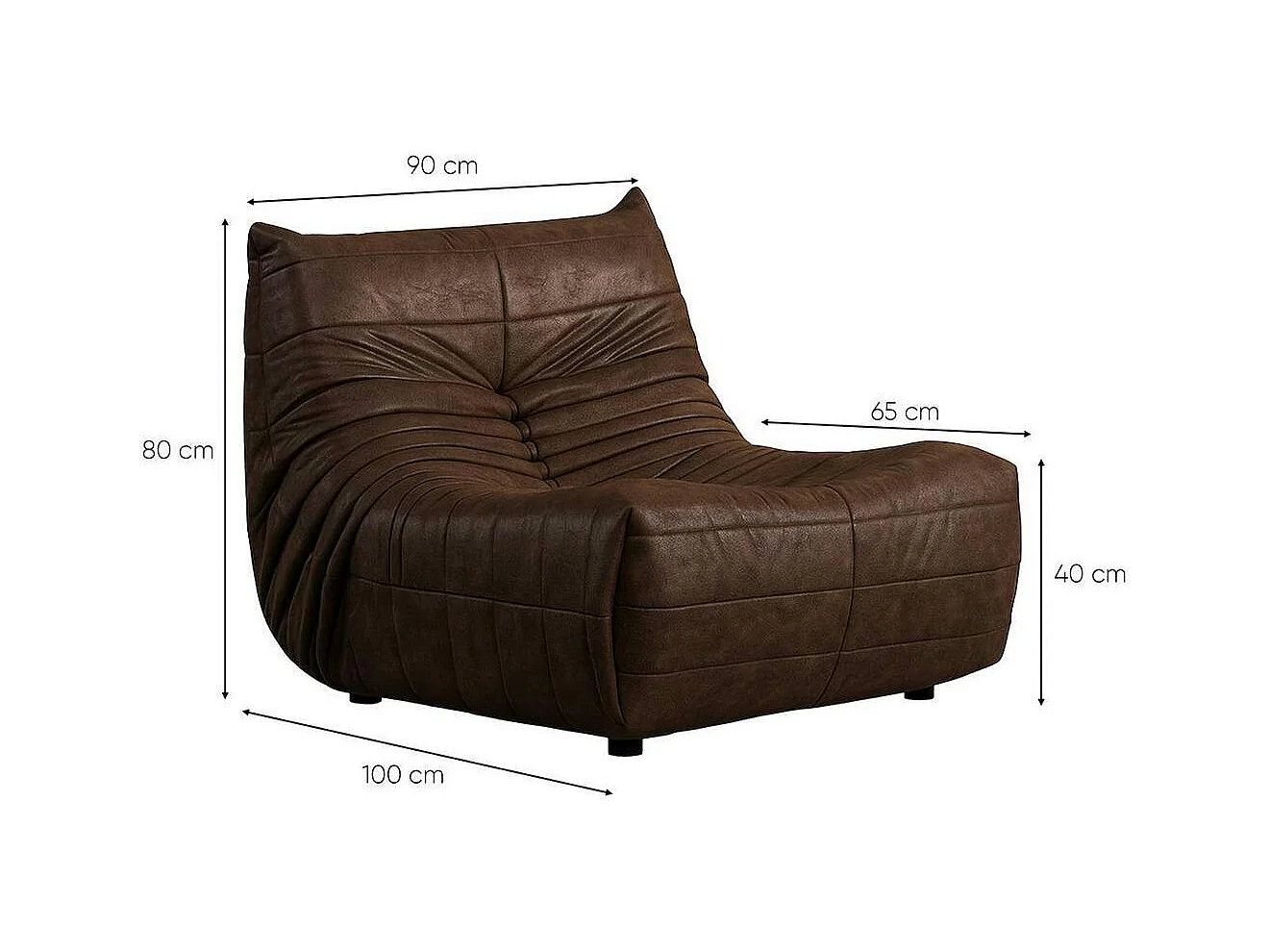 Fauteuil lounge marron plissé sans accoudoirs ARVEN