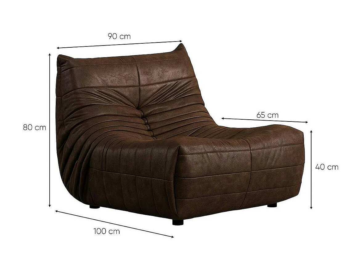 Fauteuil lounge marron plissé sans accoudoirs ARVEN