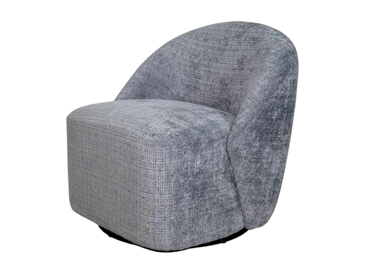 Fauteuil pivotant gris bleu dossier rond tissu texturé IENA