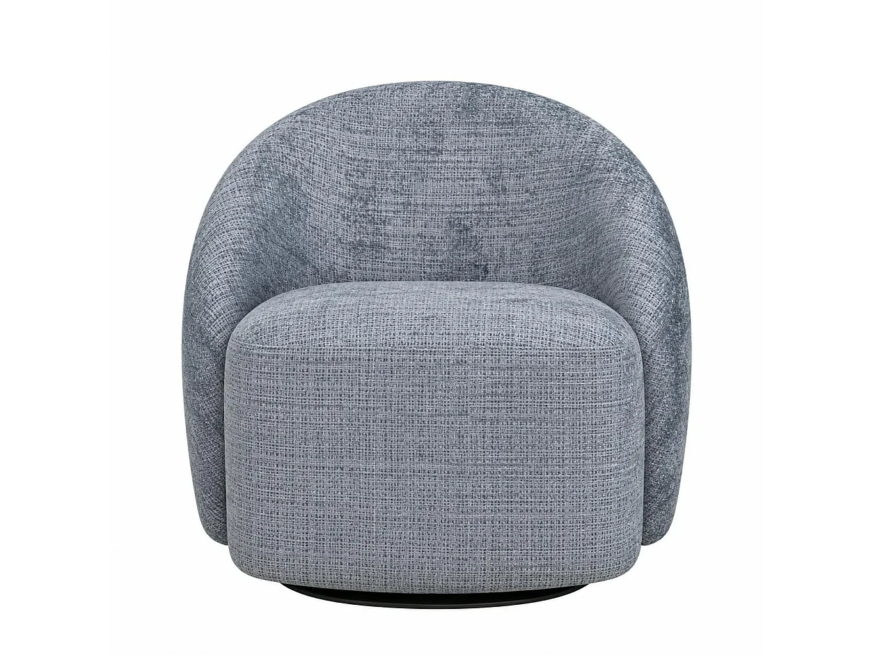 Fauteuil pivotant gris bleu dossier rond tissu texturé IENA