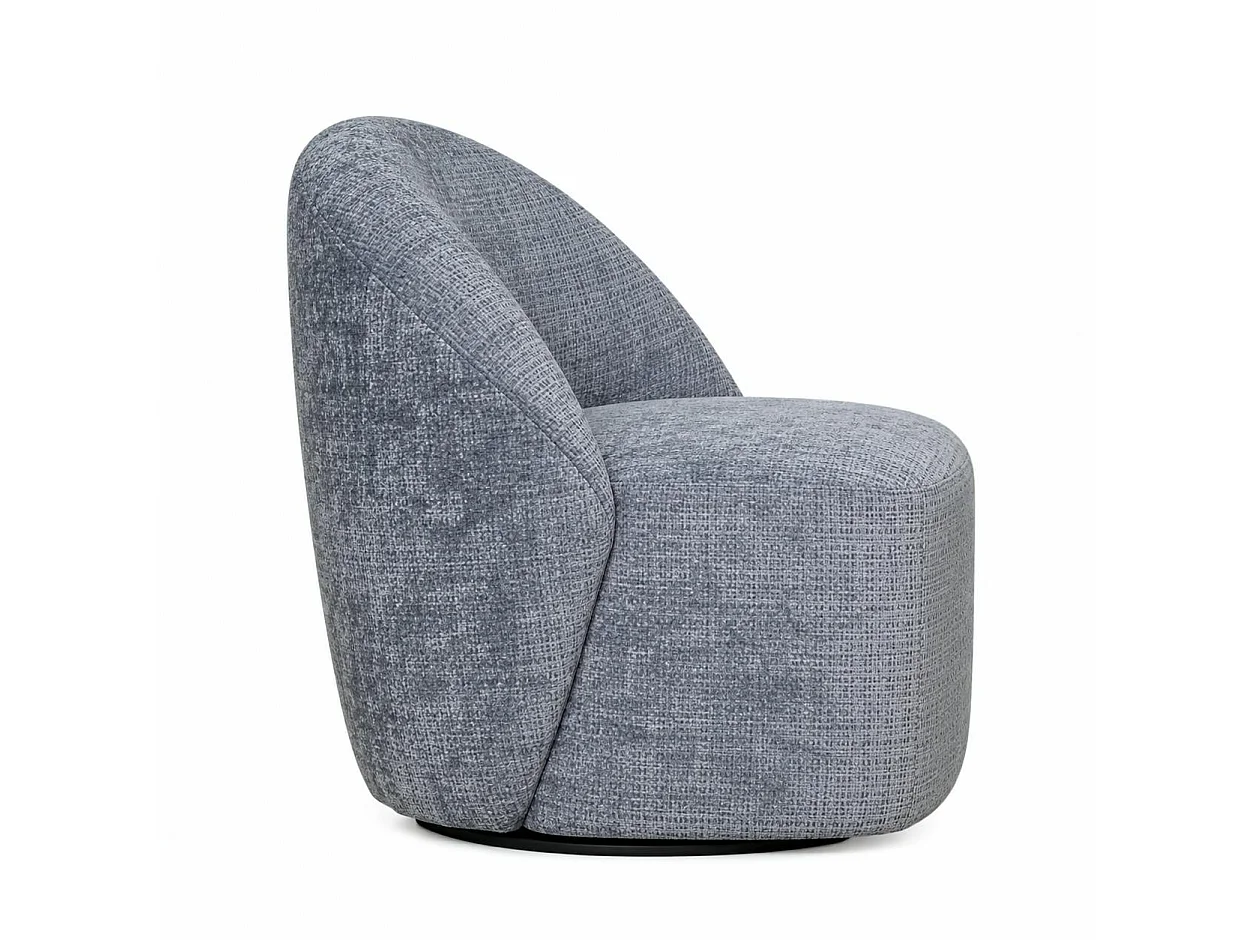 Fauteuil pivotant gris bleu dossier rond tissu texturé IENA