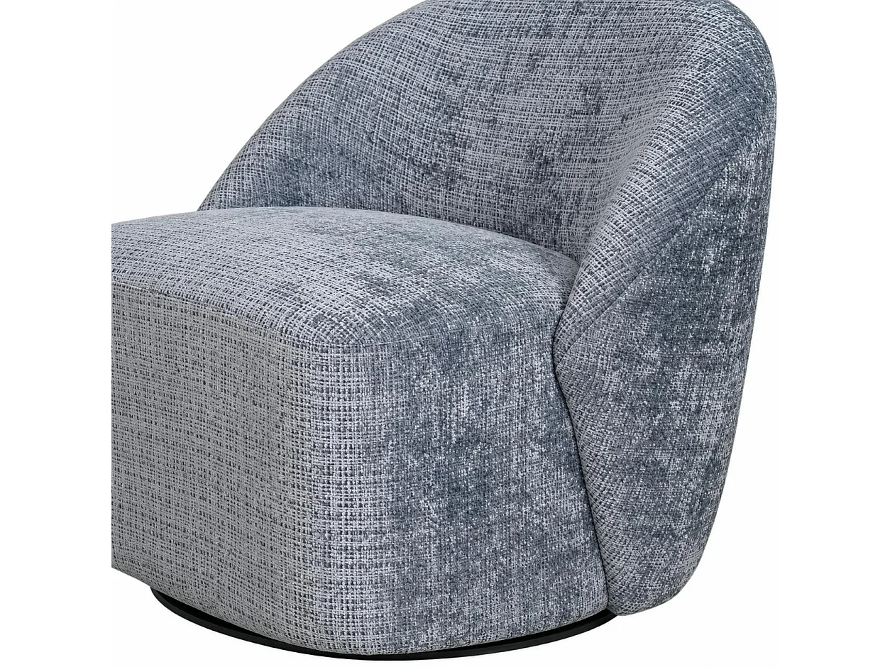 Fauteuil pivotant gris bleu dossier rond tissu texturé IENA