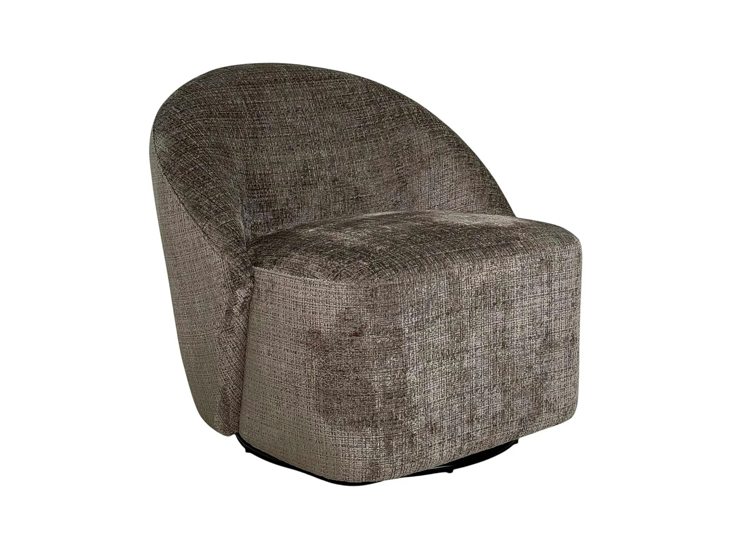 Fauteuil pivotant gris cendre dossier rond tissu texturé IENA