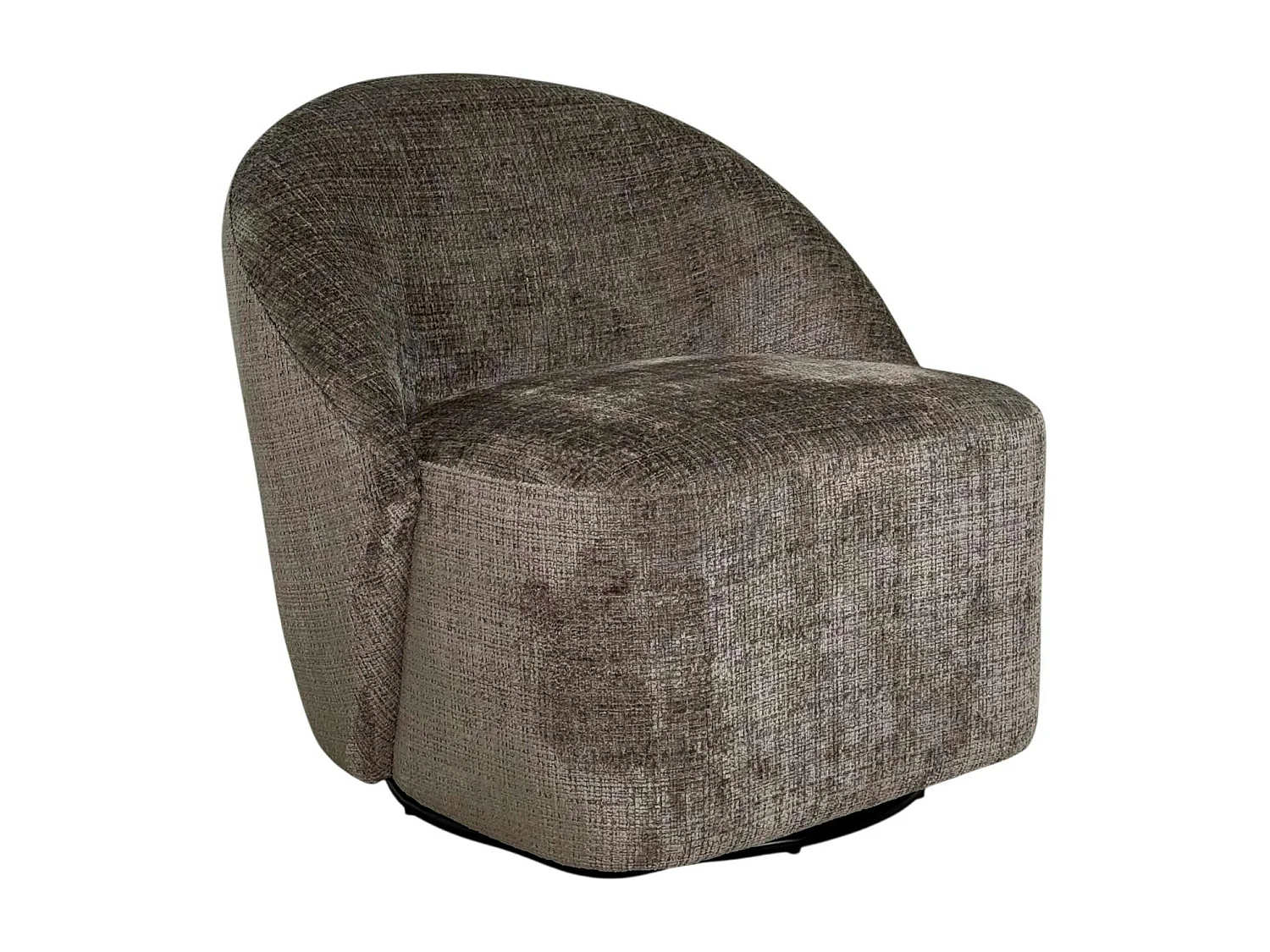 Fauteuil pivotant gris cendre dossier rond tissu texturé IENA