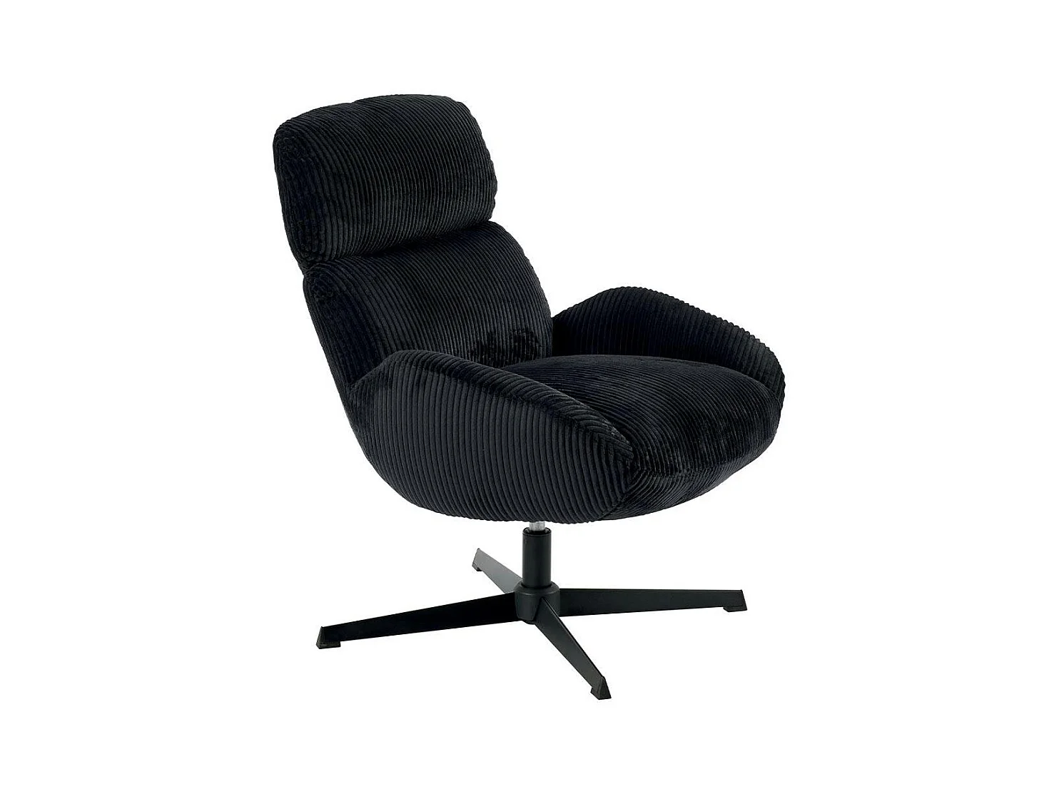 Fauteuil confort pivotant en velours côtelé noir IENA