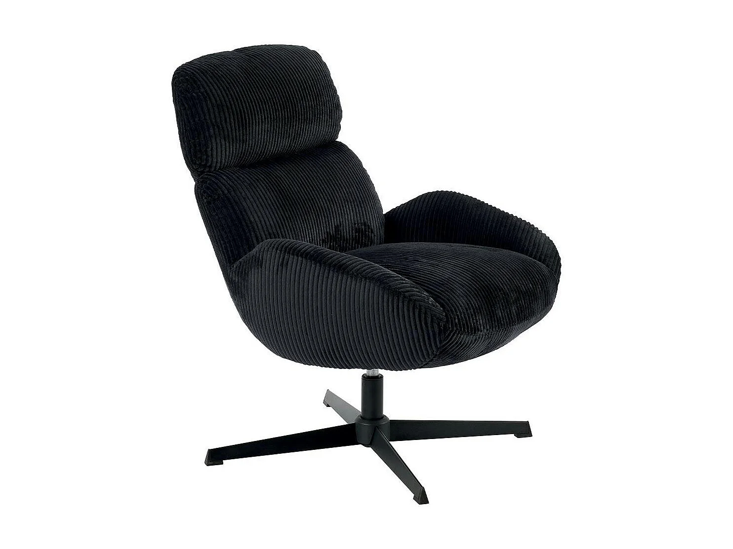 Fauteuil confort pivotant en velours côtelé noir IENA