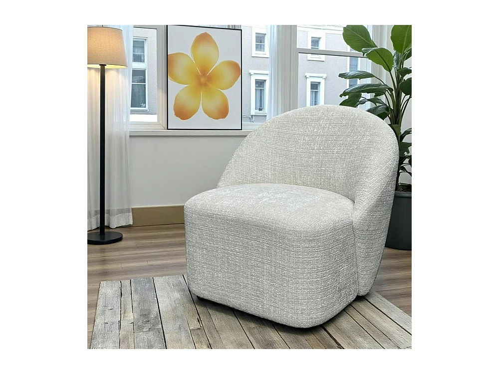 Fauteuil pivotant blanc dossier rond tissu texturé doux IENA