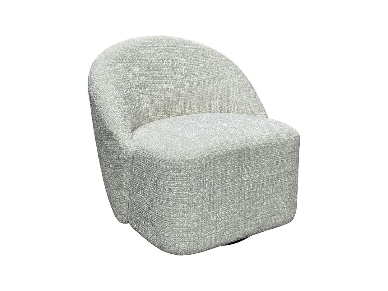 Fauteuil pivotant blanc dossier rond tissu texturé doux IENA