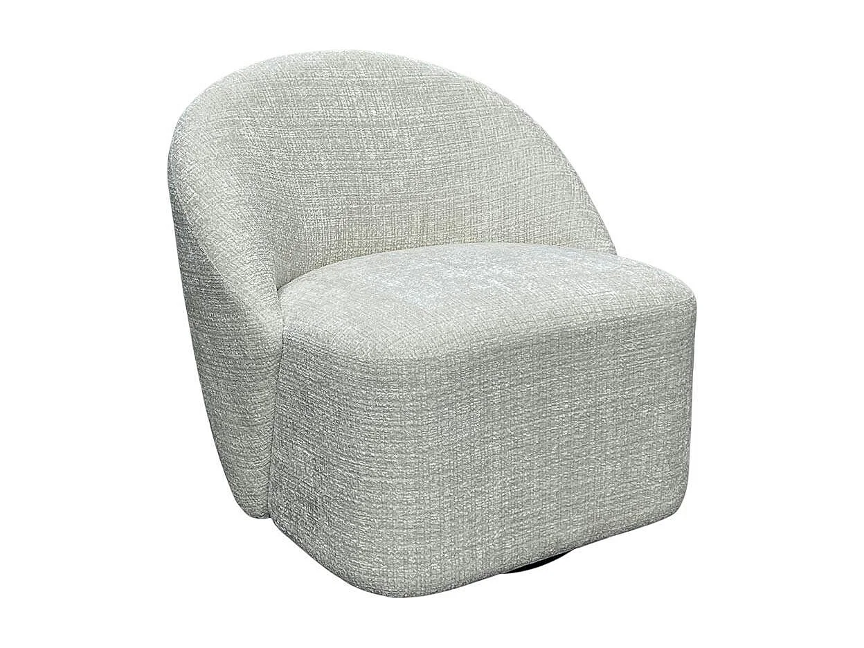 Fauteuil pivotant blanc dossier rond tissu texturé doux IENA