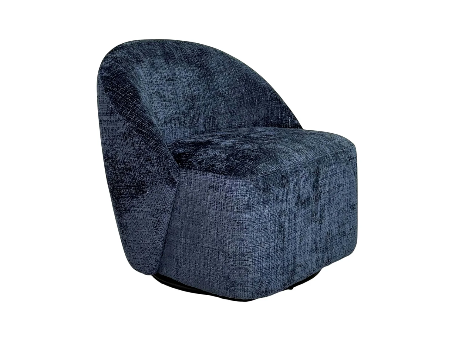 Fauteuil pivotant bleu nuit dossier rond tissu texturé IENA