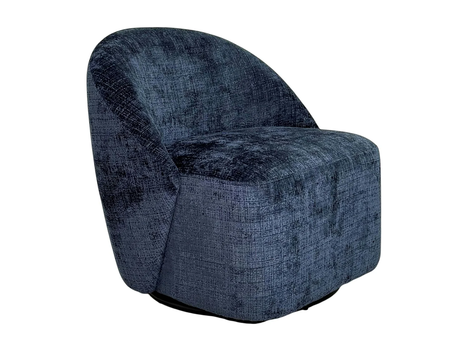 Fauteuil pivotant bleu nuit dossier rond tissu texturé IENA