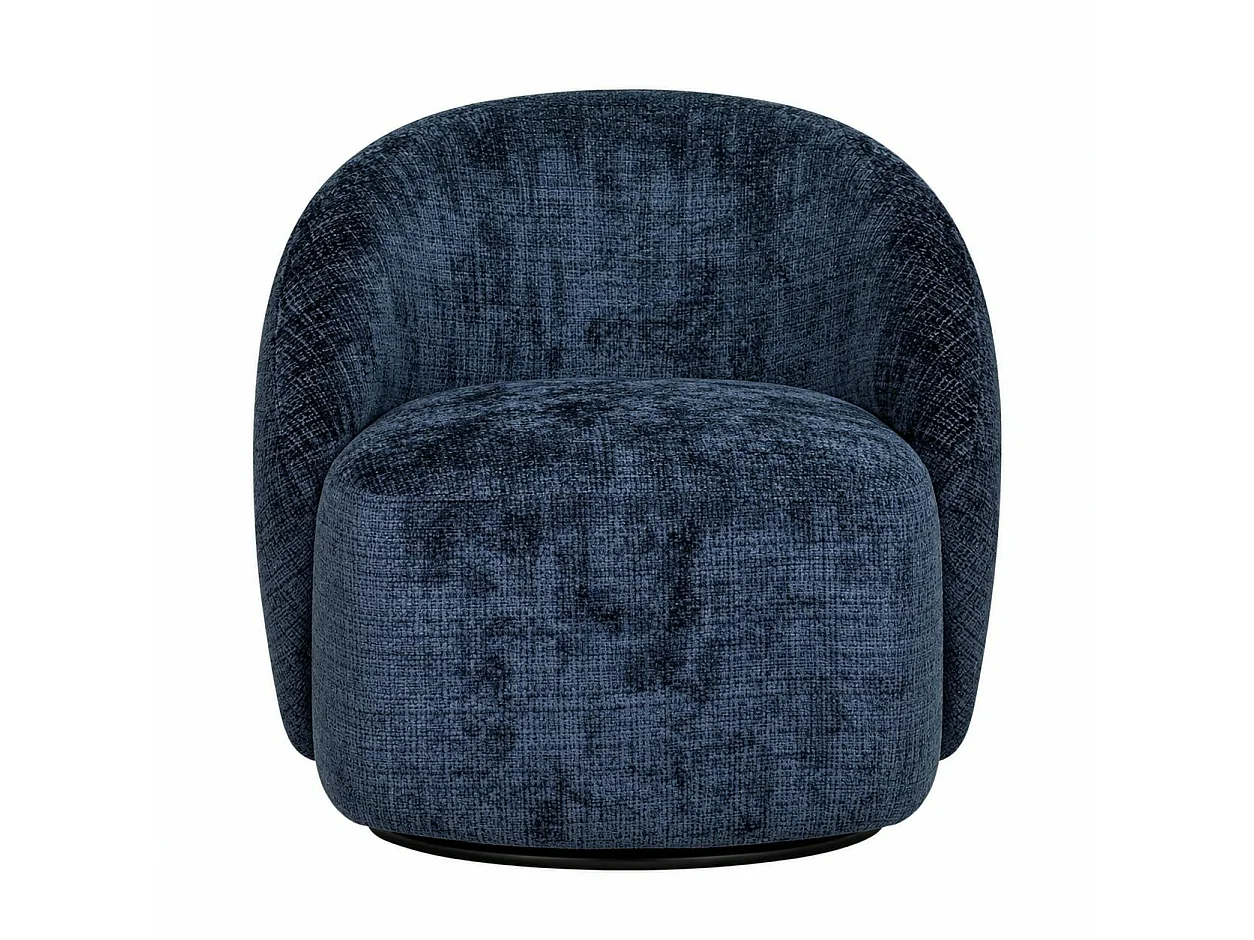 Fauteuil pivotant bleu nuit dossier rond tissu texturé IENA