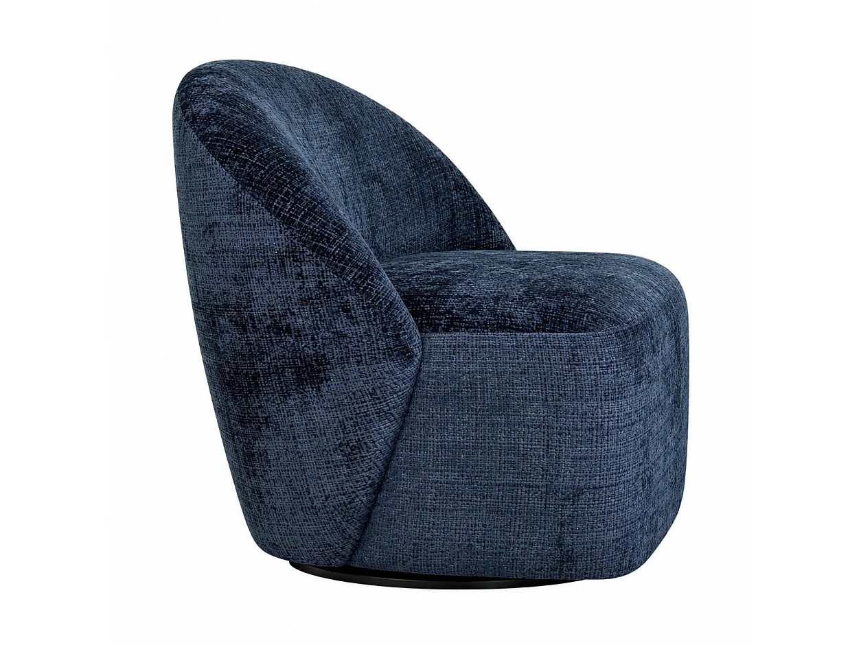 Fauteuil pivotant bleu nuit dossier rond tissu texturé IENA