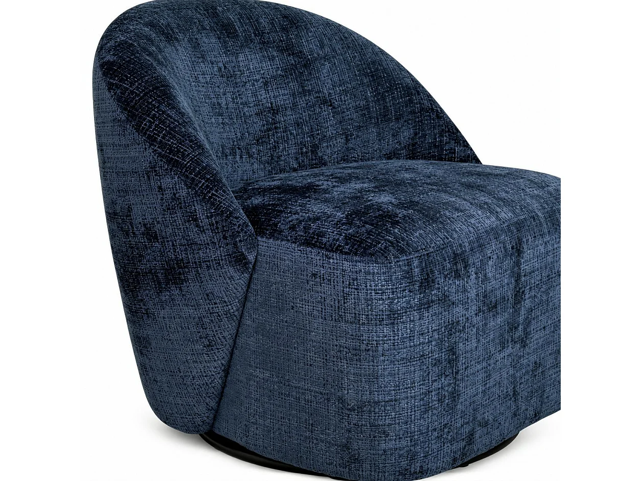 Fauteuil pivotant bleu nuit dossier rond tissu texturé IENA