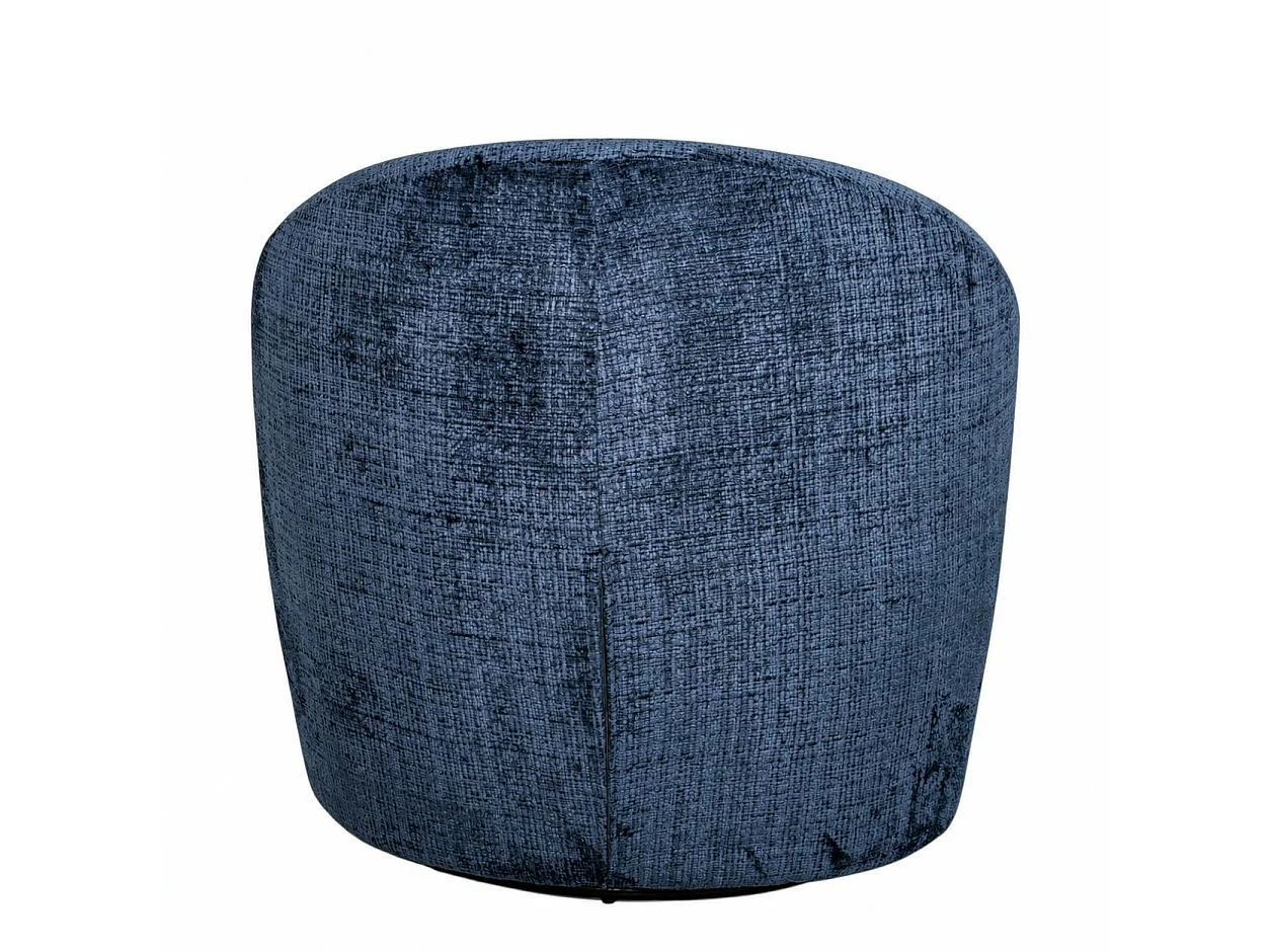 Fauteuil pivotant bleu nuit dossier rond tissu texturé IENA